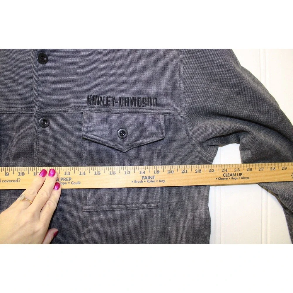 Harley Davidson Long Sleeve Snap Embroidered‎ Hooded Knit Sweater Mens Size L